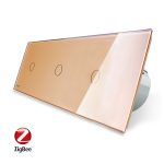 Intrerupator triplu cu touch Livolo din sticla, Protocol ZigBee, Control de pe telefonul mobil