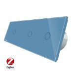 Intrerupator triplu cu touch Livolo din sticla, Protocol ZigBee, Control de pe telefonul mobil