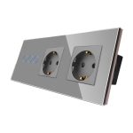 Intrerupator Triplu + 2 Prize cu Rama din Sticla LUXION