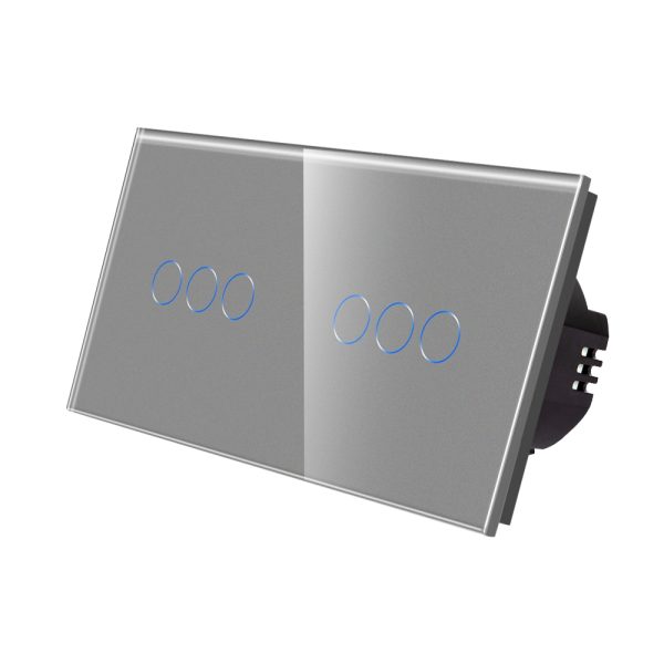 Intrerupator Triplu + Triplu cu Touch din Sticla LUXION