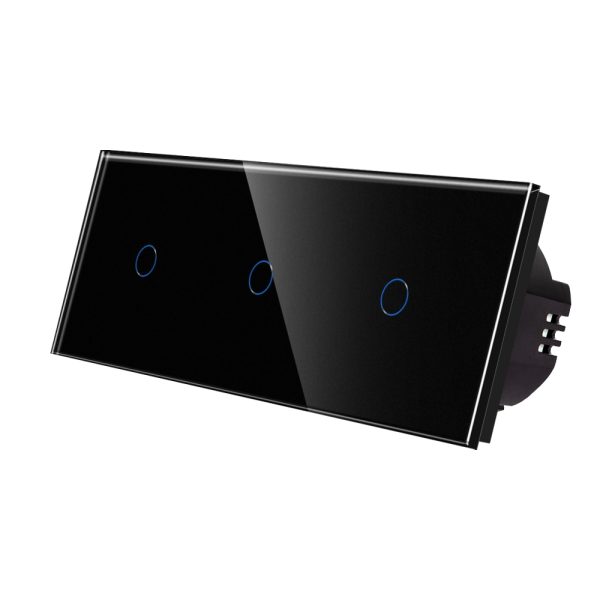 Intrerupator Simplu + Simplu + Simplu cu Touch din Sticla LUXION