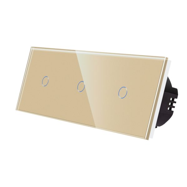 Intrerupator Simplu + Simplu + Simplu cu Touch din Sticla LUXION