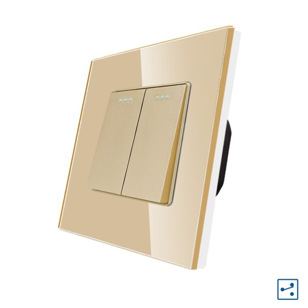 Intrerupator Dublu Cap Scara Mecanic LUXION cu Rama din Sticla