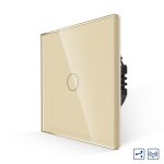 Intrerupator Simplu Cap Scara / Cruce RF433 cu Touch din Sticla LUXION