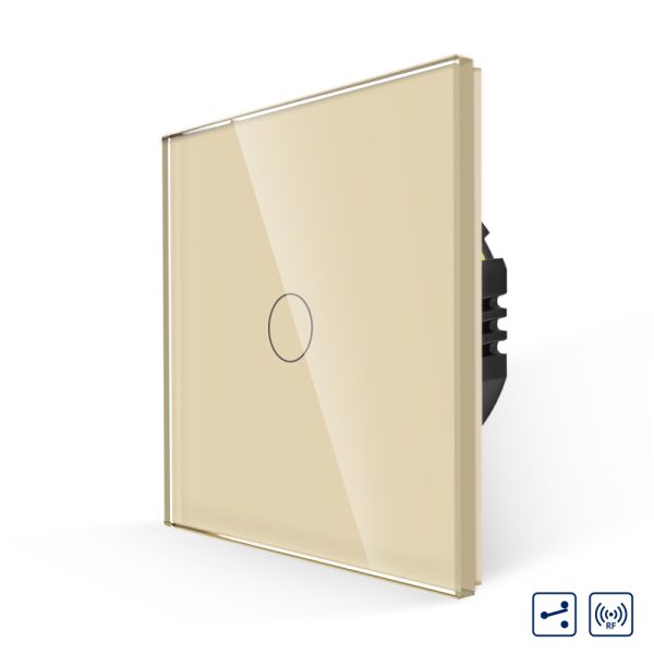 Intrerupator Simplu Cap Scara / Cruce RF433 cu Touch din Sticla LUXION