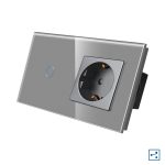 Intrerupator Simplu Cap Scara / Cruce + Priza cu Rama din Sticla LUXION