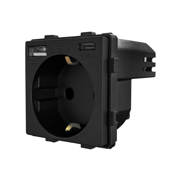 Modul Priza Simpla + USB-A + USB-C LUXION