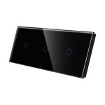 Panou Intrerupator Simplu + Simplu + Simplu cu Touch Din Sticla LUXION