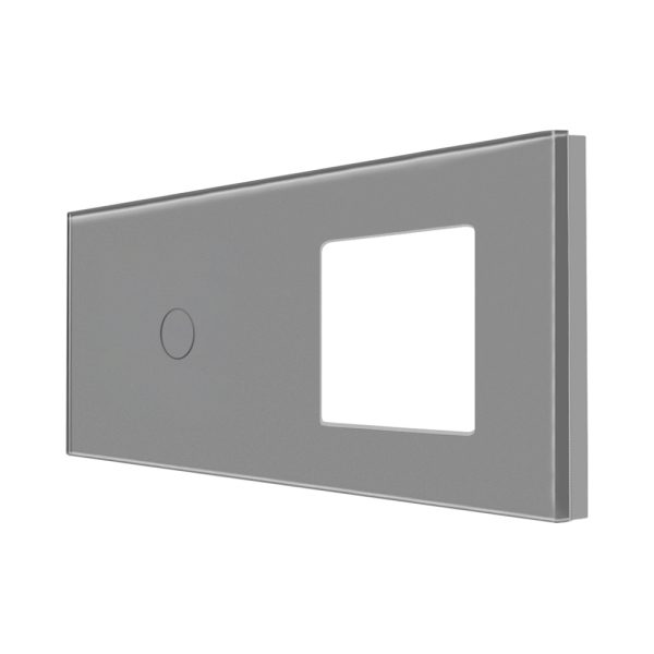 Panou Intrerupator Simplu cu Touch si Priza Simpla Din Sticla LUXION