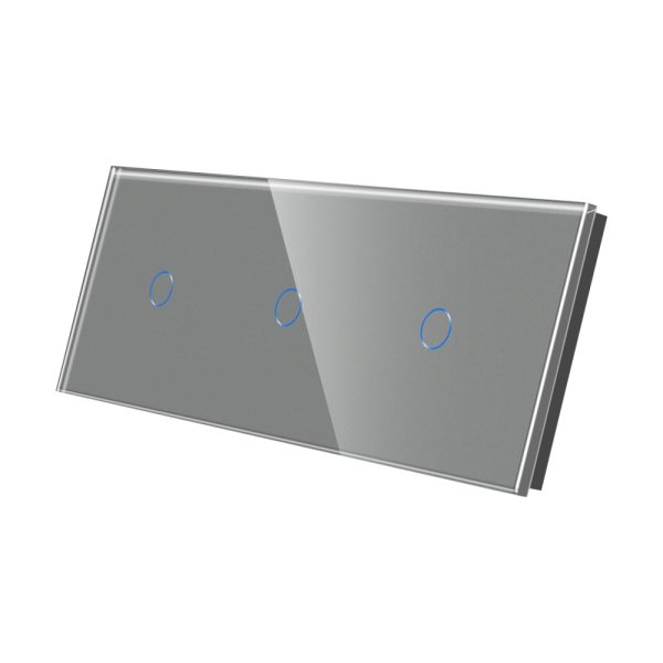 Panou Intrerupator Simplu + Simplu + Simplu cu Touch Din Sticla LUXION