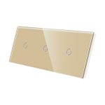 Panou Intrerupator Simplu + Simplu + Simplu cu Touch Din Sticla LUXION