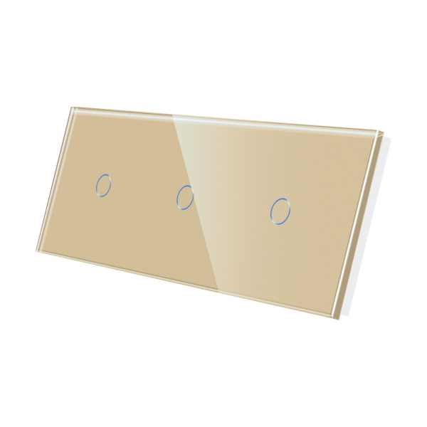 Panou Intrerupator Simplu + Simplu + Simplu cu Touch Din Sticla LUXION
