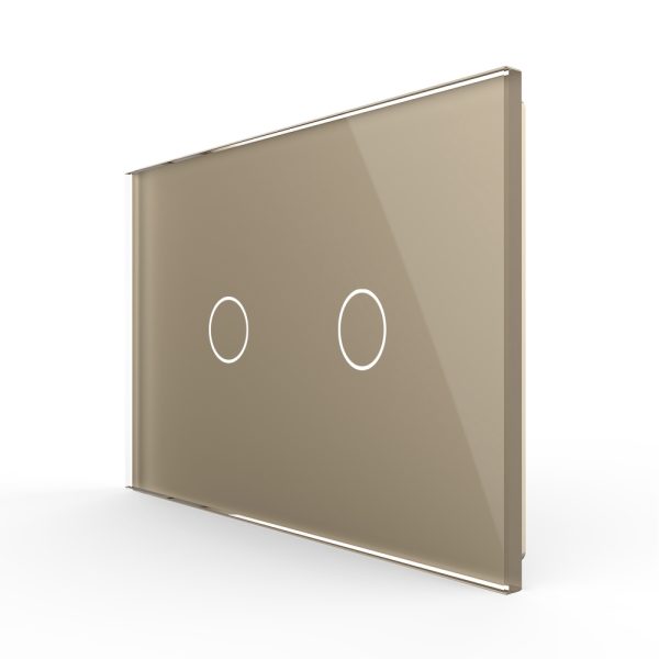 Panou intrerupator dublu cu touch Livolo din sticla, standard Italian – Serie noua