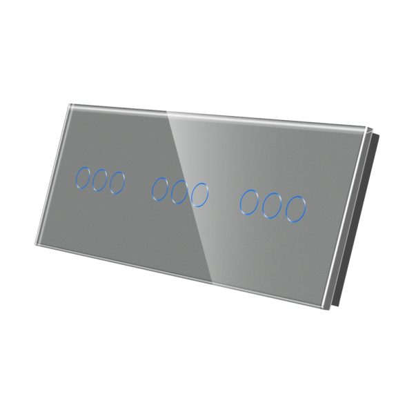 Panou Intrerupator Triplu + Triplu + Triplu cu Touch Din Sticla LUXION