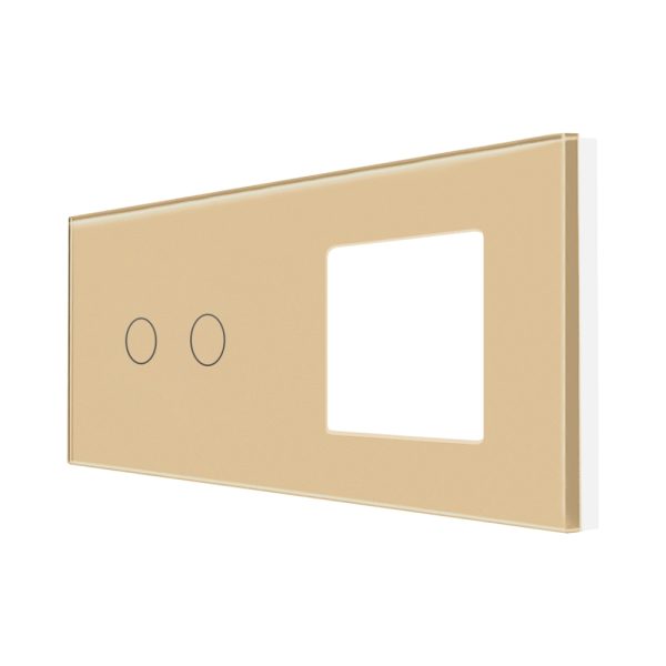 Panou Intrerupator Dublu cu Touch si Priza Simpla Din Sticla LUXION