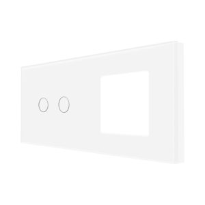 Panou Intrerupator Dublu cu Touch si Priza Simpla Din Sticla LUXION