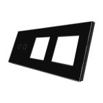 Panou Intrerupator Dublu cu Touch si 2 Prize Din Sticla LUXION