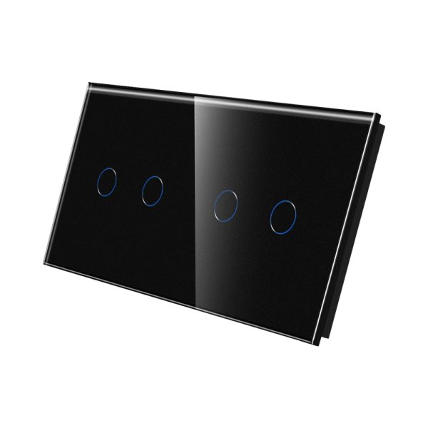 Panou Intrerupator Dublu + Dublu cu Touch Din Sticla LUXION