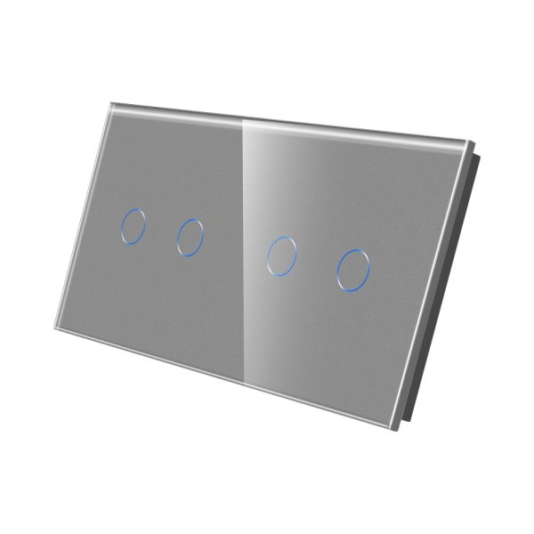 Panou Intrerupator Dublu + Dublu cu Touch Din Sticla LUXION