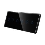 Panou Intrerupator Dublu + Dublu + Dublu cu Touch Din Sticla LUXION