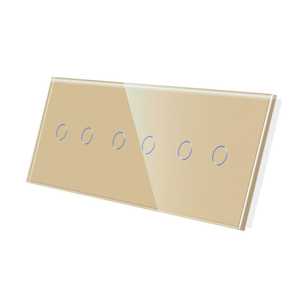 Panou Intrerupator Dublu + Dublu + Dublu cu Touch Din Sticla LUXION