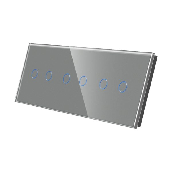 Panou Intrerupator Dublu + Dublu + Dublu cu Touch Din Sticla LUXION