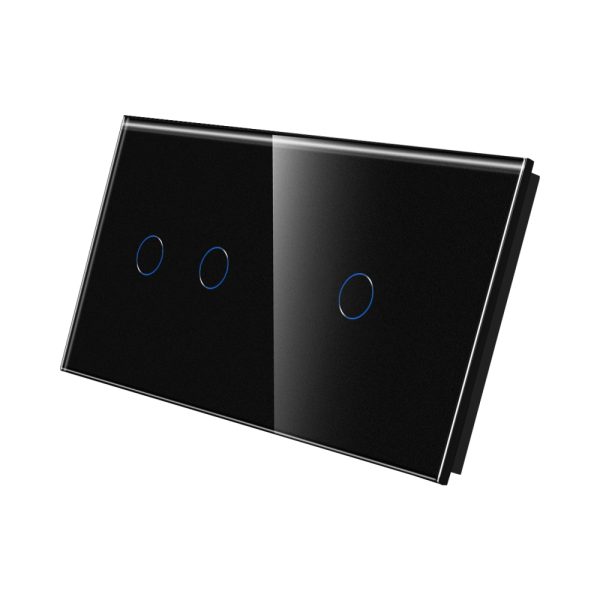 Panou Intrerupator Dublu + Simplu cu Touch Din Sticla LUXION