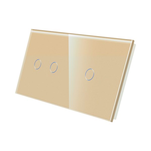 Panou Intrerupator Dublu + Simplu cu Touch Din Sticla LUXION