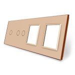 Panou intrerupator simplu+dublu si 2 prize Livolo din sticla