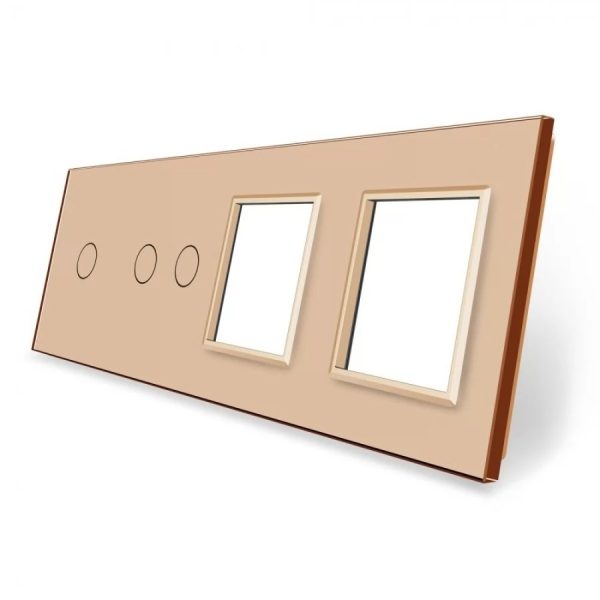 Panou intrerupator simplu+dublu si 2 prize Livolo din sticla