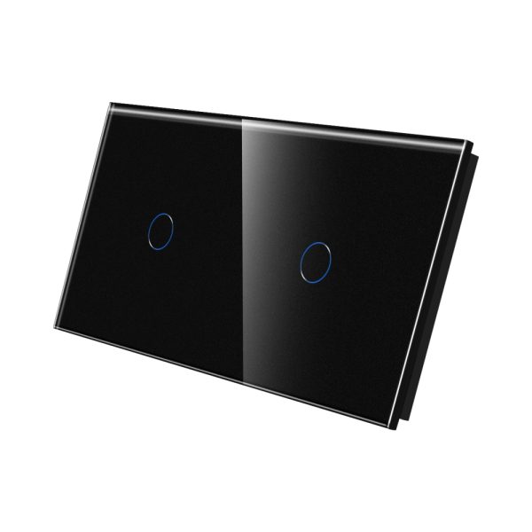 Panou Intrerupator Simplu + Simplu cu Touch Din Sticla LUXION