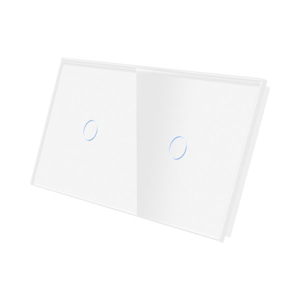 Panou Intrerupator Simplu + Simplu cu Touch Din Sticla LUXION