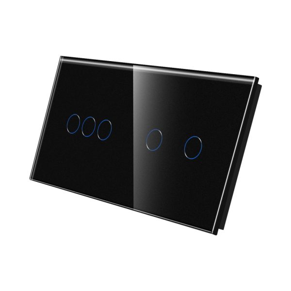 Panou Intrerupator Triplu + Dublu cu Touch Din Sticla LUXION