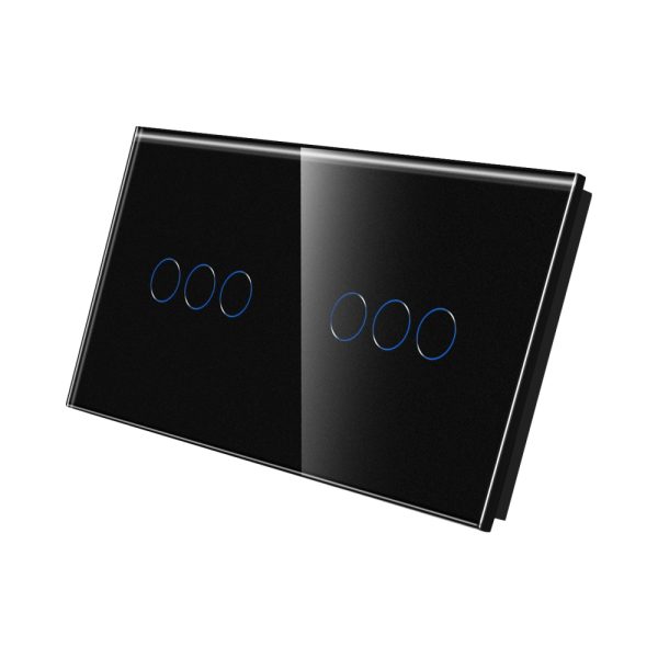 Panou Intrerupator Triplu + Triplu cu Touch Din Sticla LUXION