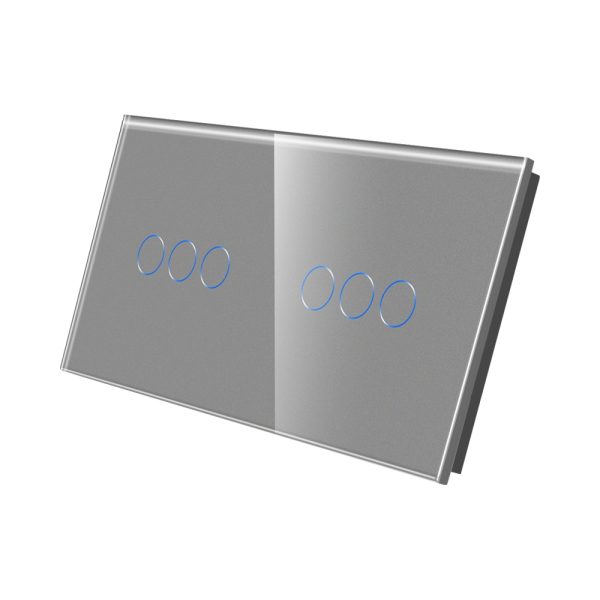 Panou Intrerupator Triplu + Triplu cu Touch Din Sticla LUXION