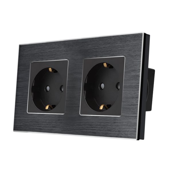 Priza Dubla LUXION cu rama din aluminiu