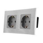 Priza Dubla LUXION cu rama din aluminiu