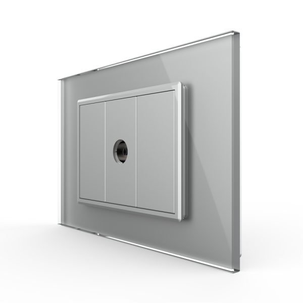 Priza Simpla TV Livolo cu Rama din Sticla – Serie Noua