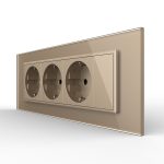Priza tripla cu blank Livolo cu rama din sticla 6/7 module – standard Italian