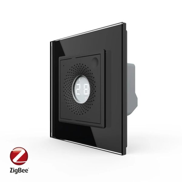 Senzor de Temperatura si Umiditate Livolo cu Rama din Sticla, Protocol Zigbee