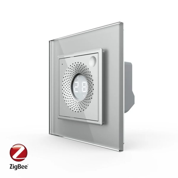 Senzor de Temperatura si Umiditate Livolo cu Rama din Sticla, Protocol Zigbee