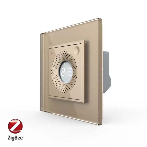 Senzor de Temperatura si Umiditate Livolo cu Rama din Sticla, Protocol Zigbee