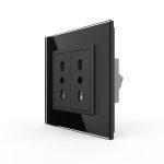 Priza dubla module inguste Livolo cu rama din sticla – standard german