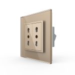 Priza dubla module inguste Livolo cu rama din sticla – standard german