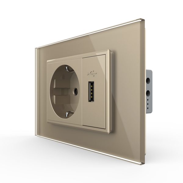 Priza simpla cu USB Livolo standard italian