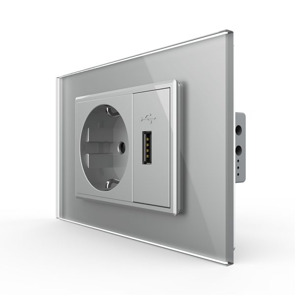 Priza simpla cu USB Livolo standard italian