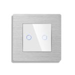 Intrerupator Dublu cu Touch din Sticla si Rama de Aluminiu LUXION, RF433