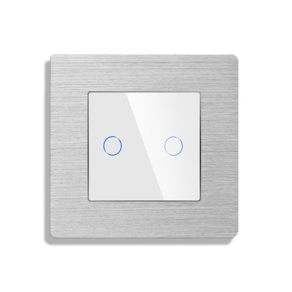 Intrerupator Dublu cu Touch din Sticla si Rama de Aluminiu LUXION, RF433