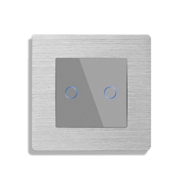 Intrerupator Dublu cu Touch din Sticla si Rama de Aluminiu LUXION, RF433