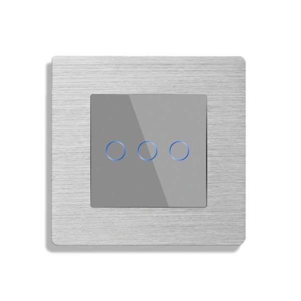 Intrerupator Triplu Wi-Fi cu Touch din Sticla si Rama de Aluminiu LUXION
